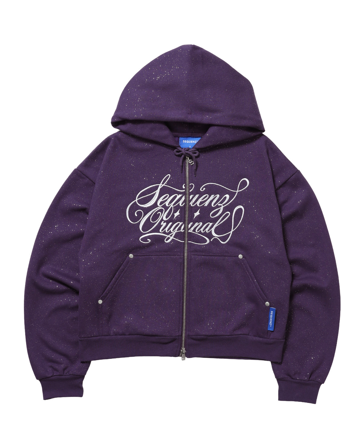 グリッター裏起毛ジップパーカー / SQNZ LOGO GLITTER ZIP P/K グレイッシュパープル