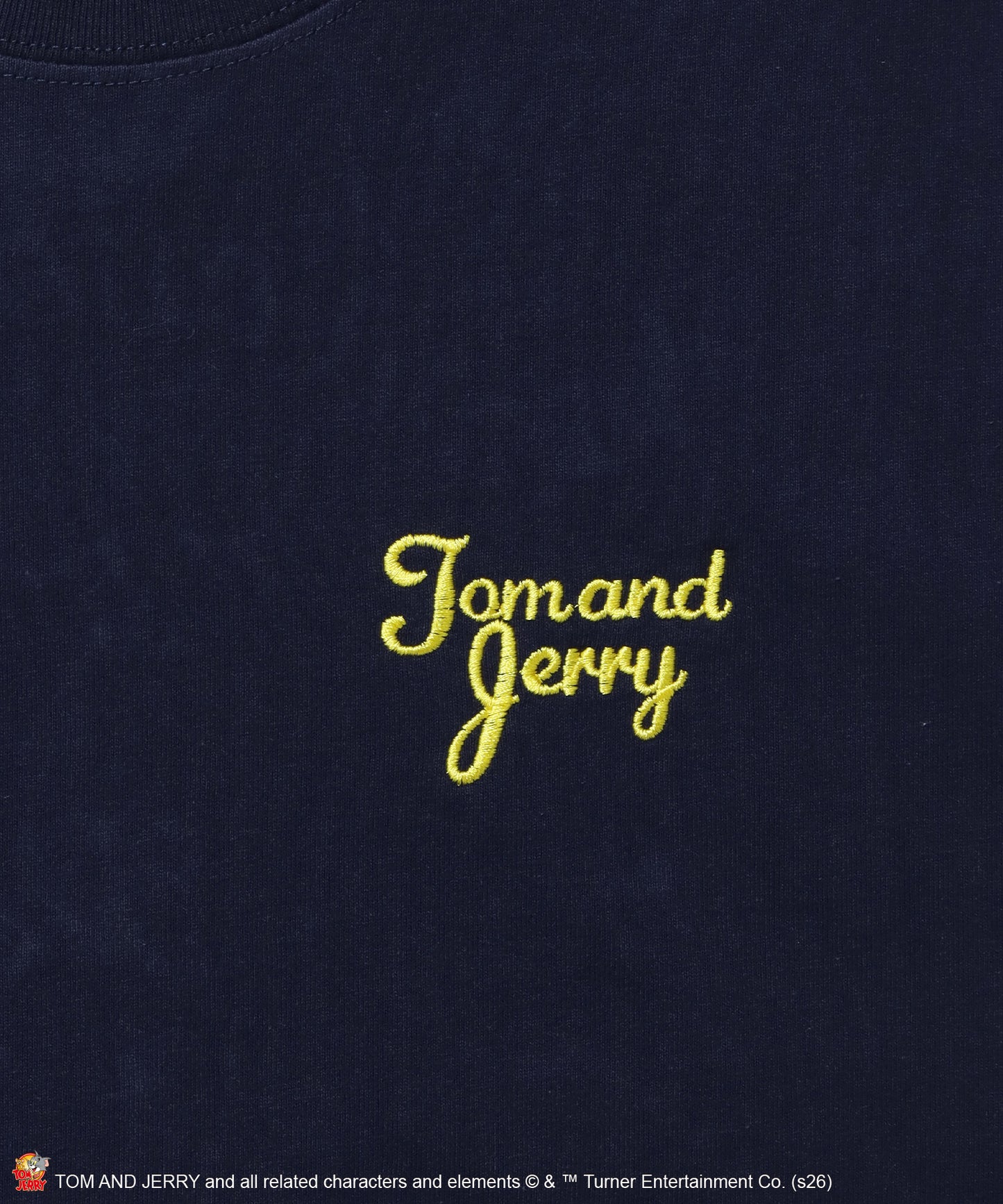 TJ GINGHAM DOG TEE / トムとジェリー 半袖 クルーネック 刺繍 ワンポイント ワッペン ユニセックス オーバーサイズ レイヤード ダークネイビー