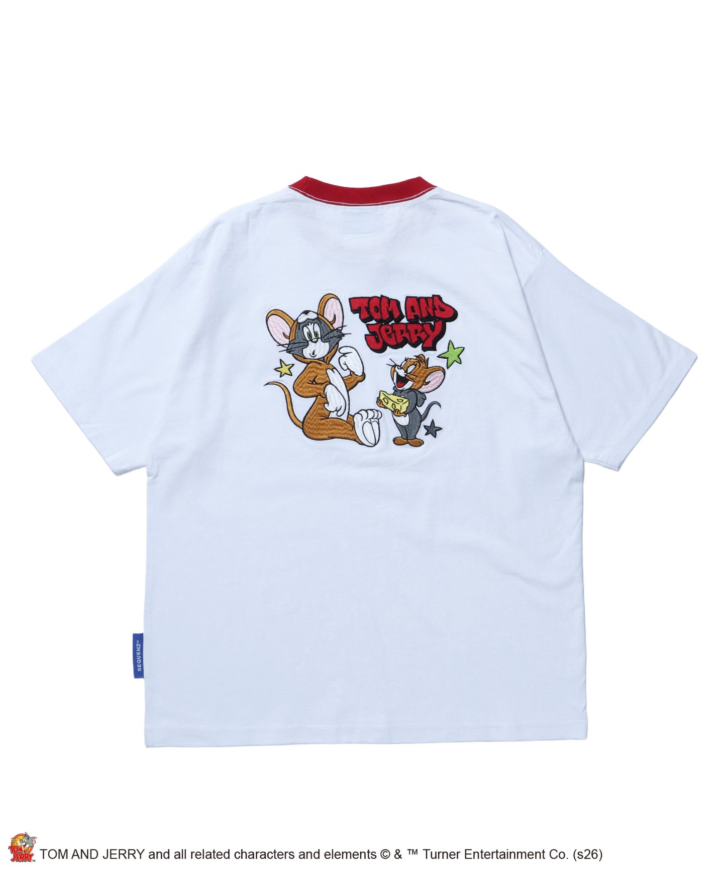 TJ COSTUME RINGER TEE / トムとジェリー リンガー Tシャツ 半袖 クルーネック 刺繍 オーバーサイズ ホワイト