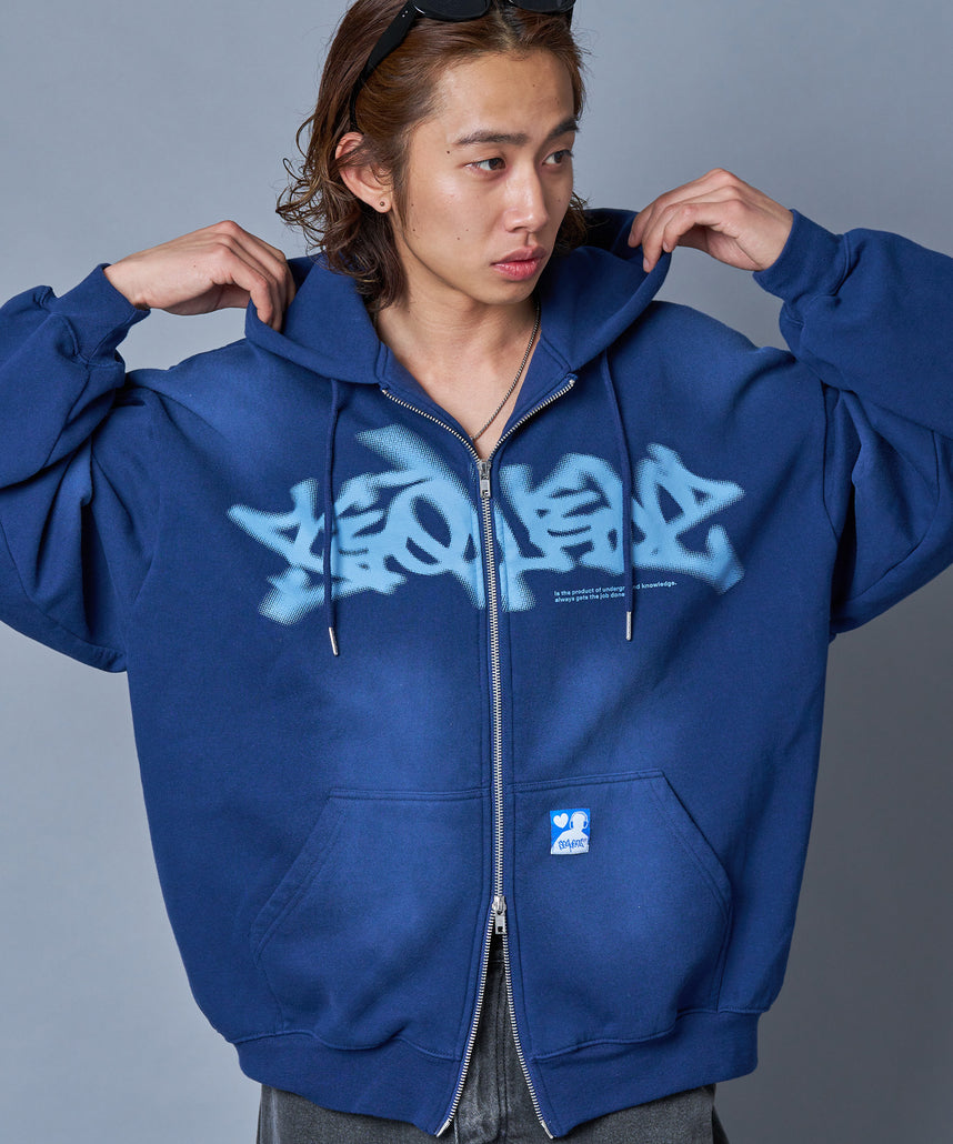 ケンジ君♡大阪発ストリートブランド　ruhm　激かわ♡　ZIP　パーカー　定価高 SEQUENZ（シークエンズ）】FADE ZIP P/K /フルジップ オーバーサイズ