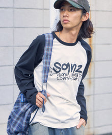 sqnz logo raglan L/S TEE / クルーネック 長袖 ラグラン オーバーサイズ ホワイト