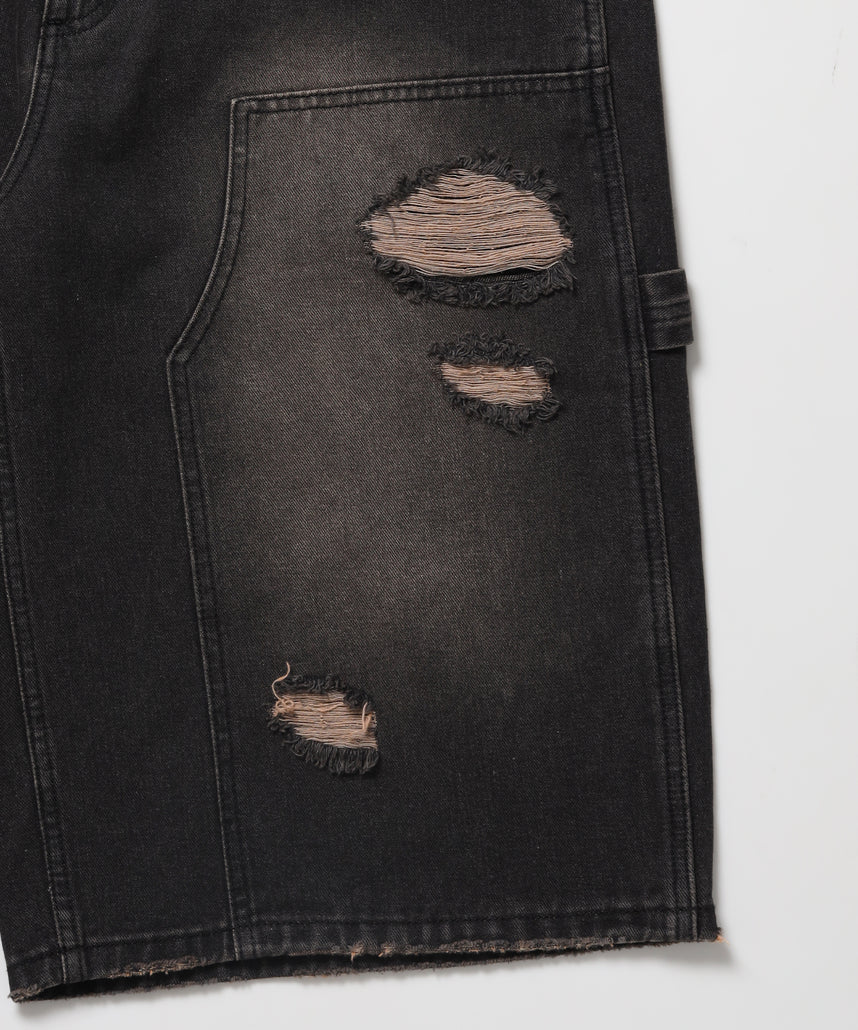 WEB限定 / ダメージデニムショートパンツ / sqnzU double knee denim