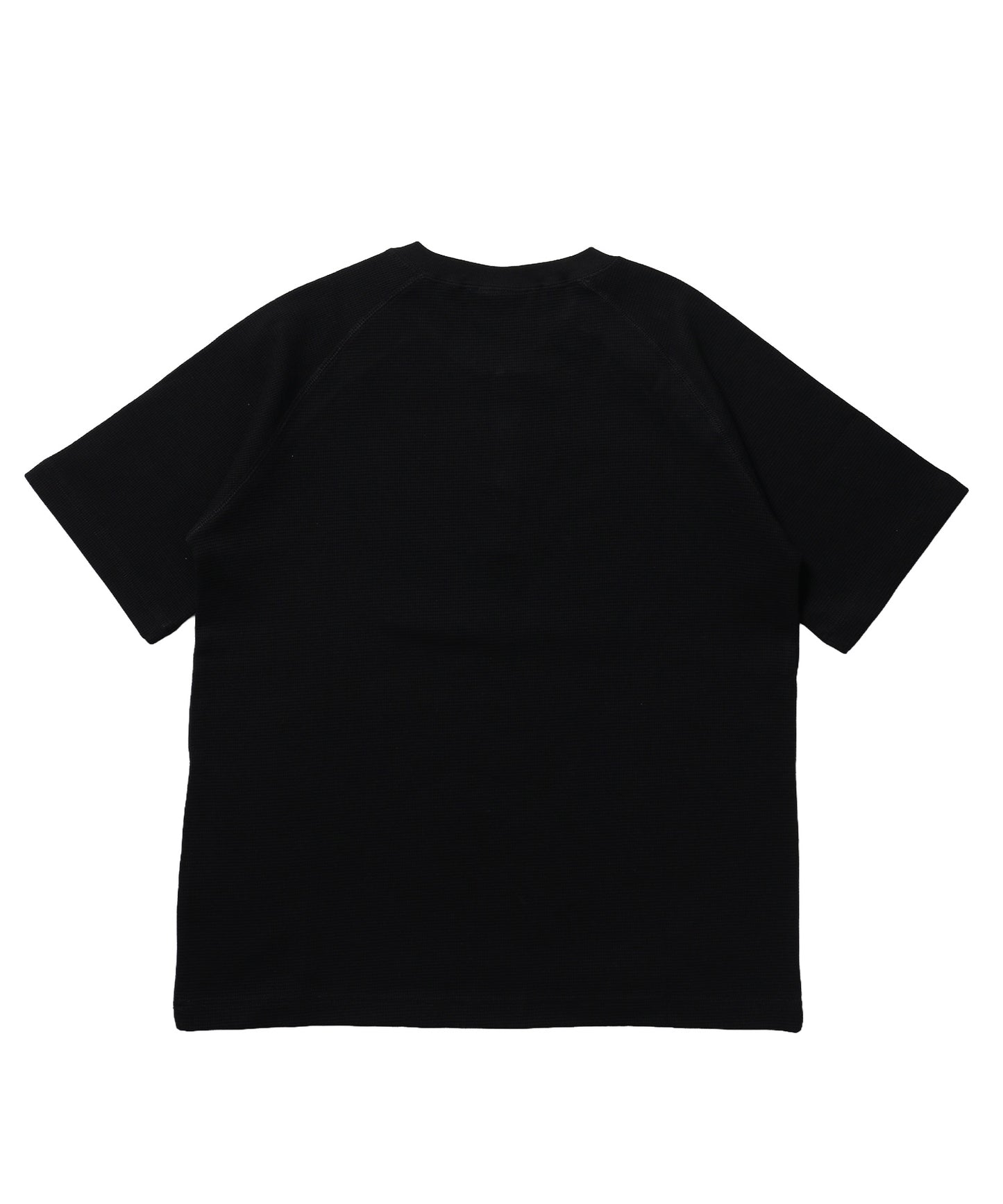※WEB限定 / 半袖 ヘンリーネック ラグラン ワンポイント ユニセックス レイヤード / sqnz thermal metal button tee ブラック