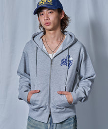 ※WEB限定 / ロゴ裏毛ジップパーカー / sqnz logo pt zip p/k グレー