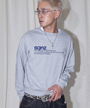 sqnz star studs logo sweat / ワンポイント プリント スウェット クルーネック 裏毛 グレー
