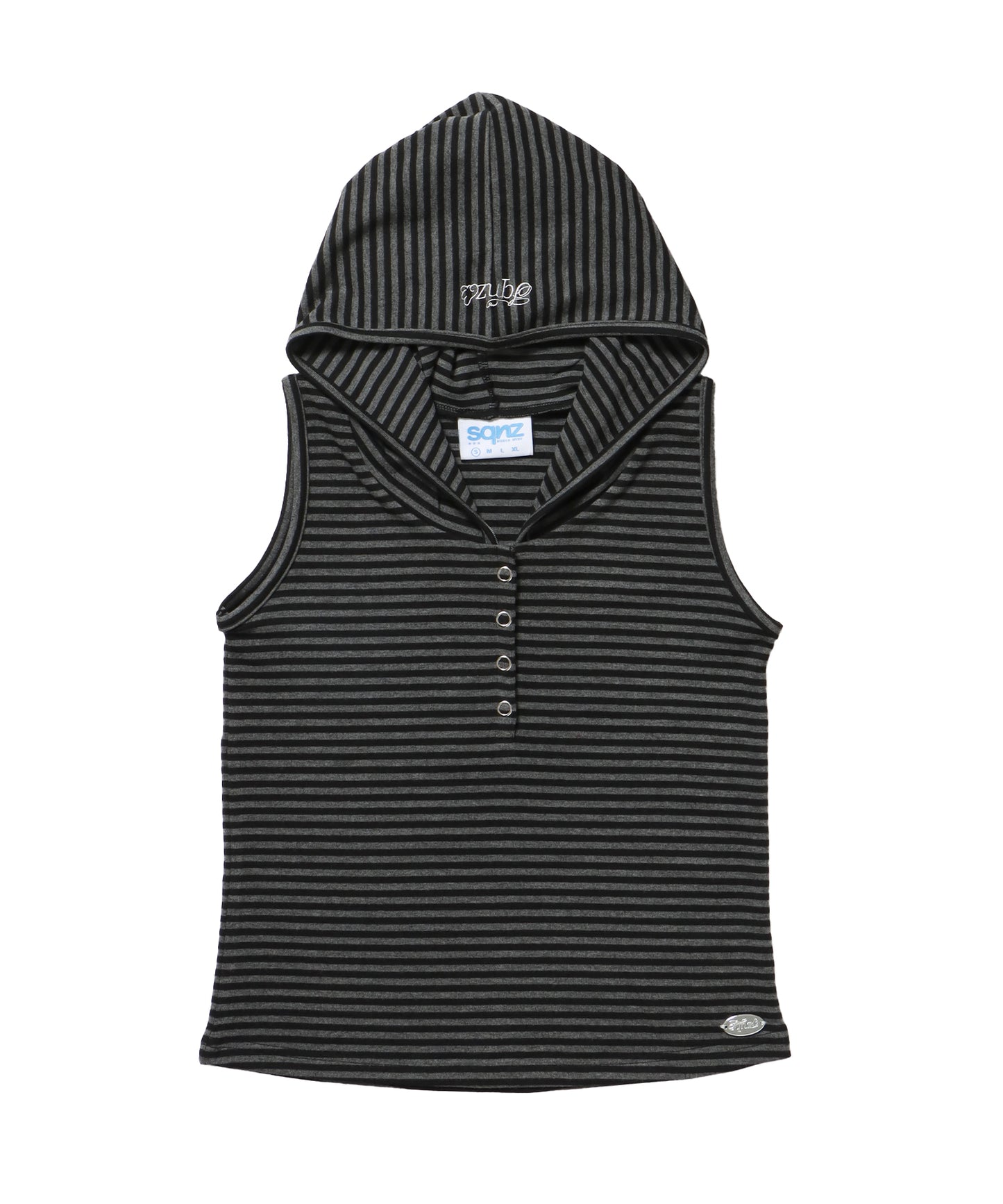 ※WEB限定 / レディースボーダータンクトップ / sqnz border hooded tank top ブラック