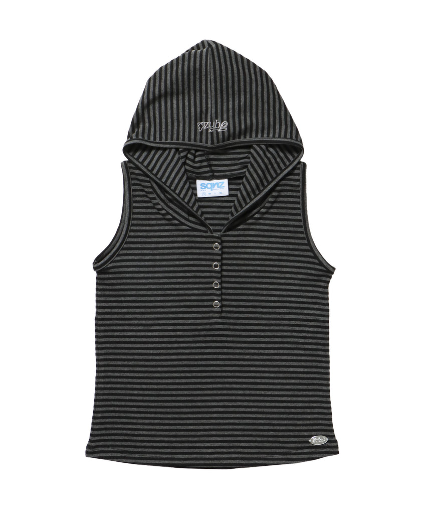 ※WEB限定 / レディースボーダータンクトップ / sqnz border hooded tank top ブラック
