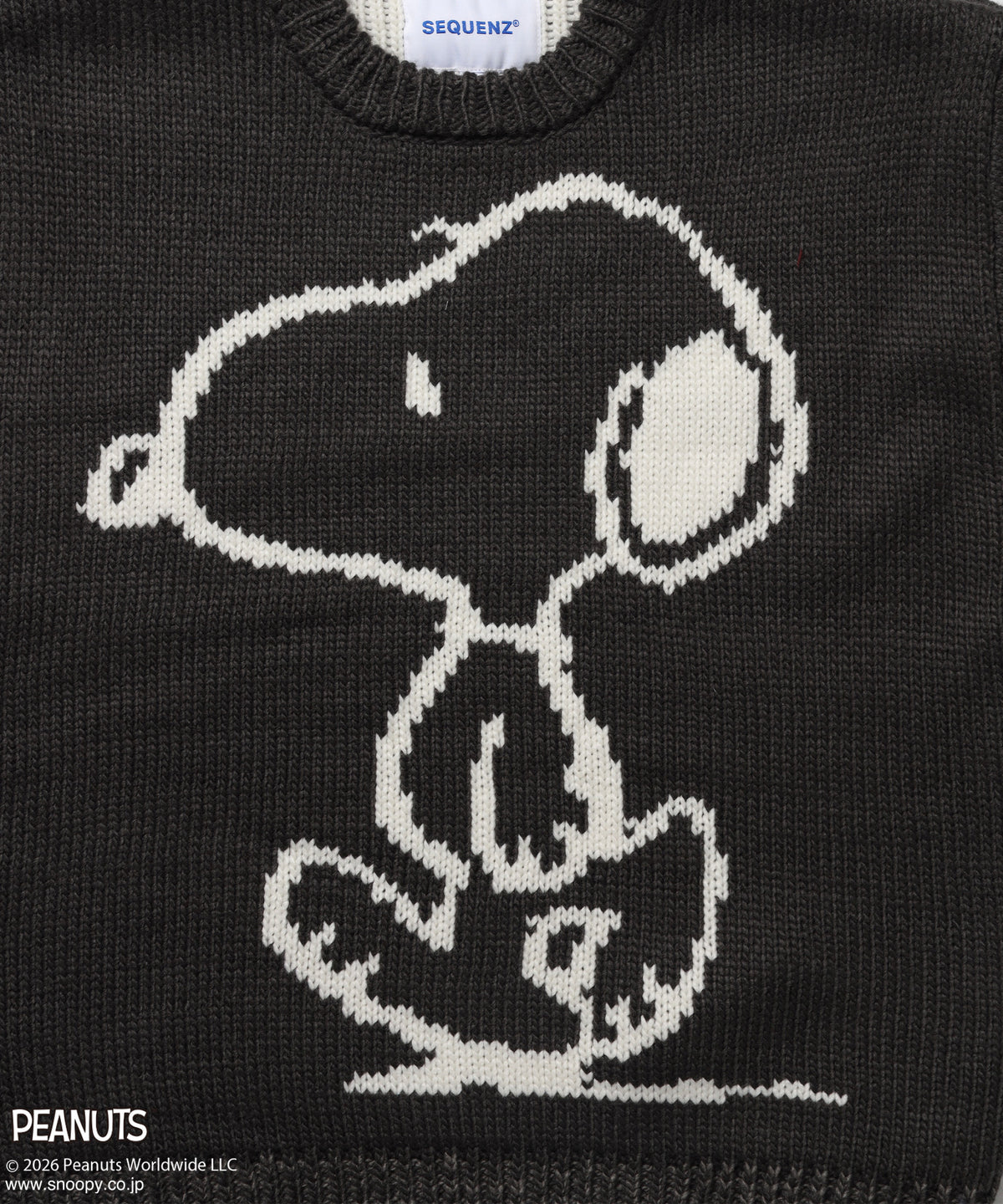 TP SNOOPY CHUNKY KNIT / スヌーピー メッセージプリント チャンキーニット チャコール