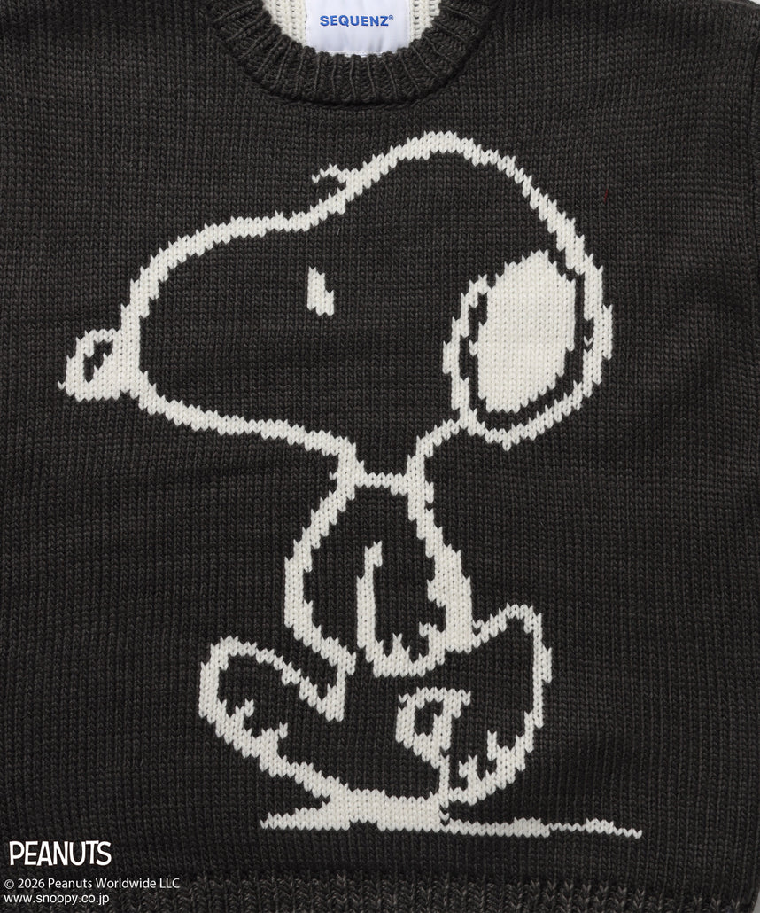 TP SNOOPY CHUNKY KNIT / スヌーピー メッセージプリント チャンキーニット チャコール