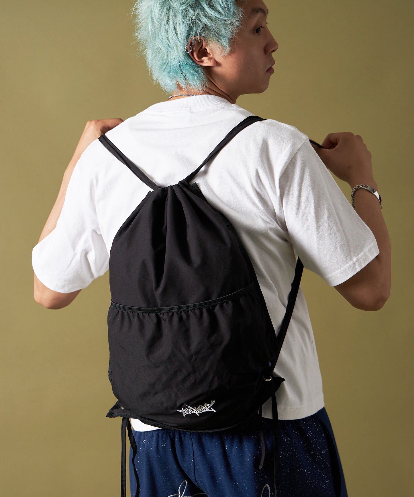 2 FACE STRING KNAPSACK / リバーシブル テック ナップサック ブランドロゴ ブラック