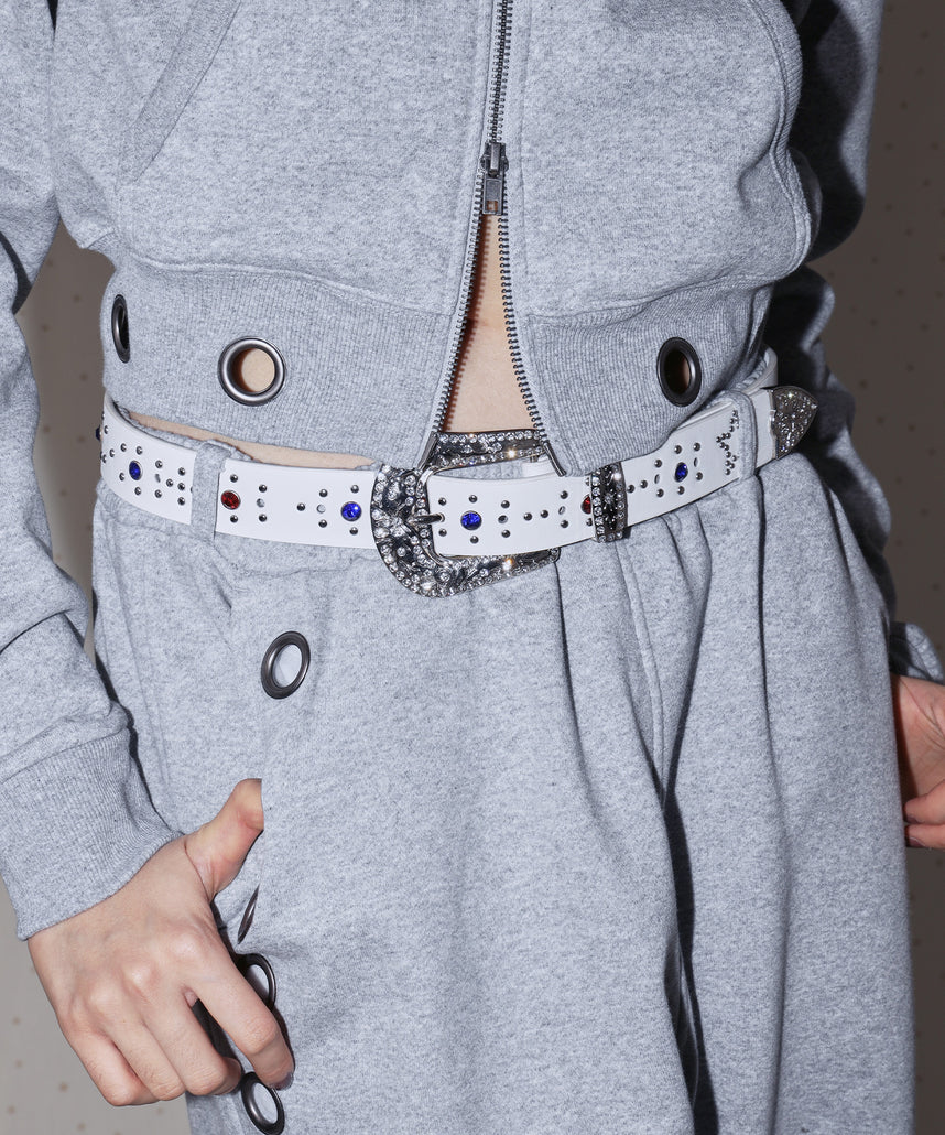 SEQUENZ RHINE STONE BELT LADIES / ベルト スタッズ ストーン リアルツリー レオパード レディース 雑貨 ホワイト