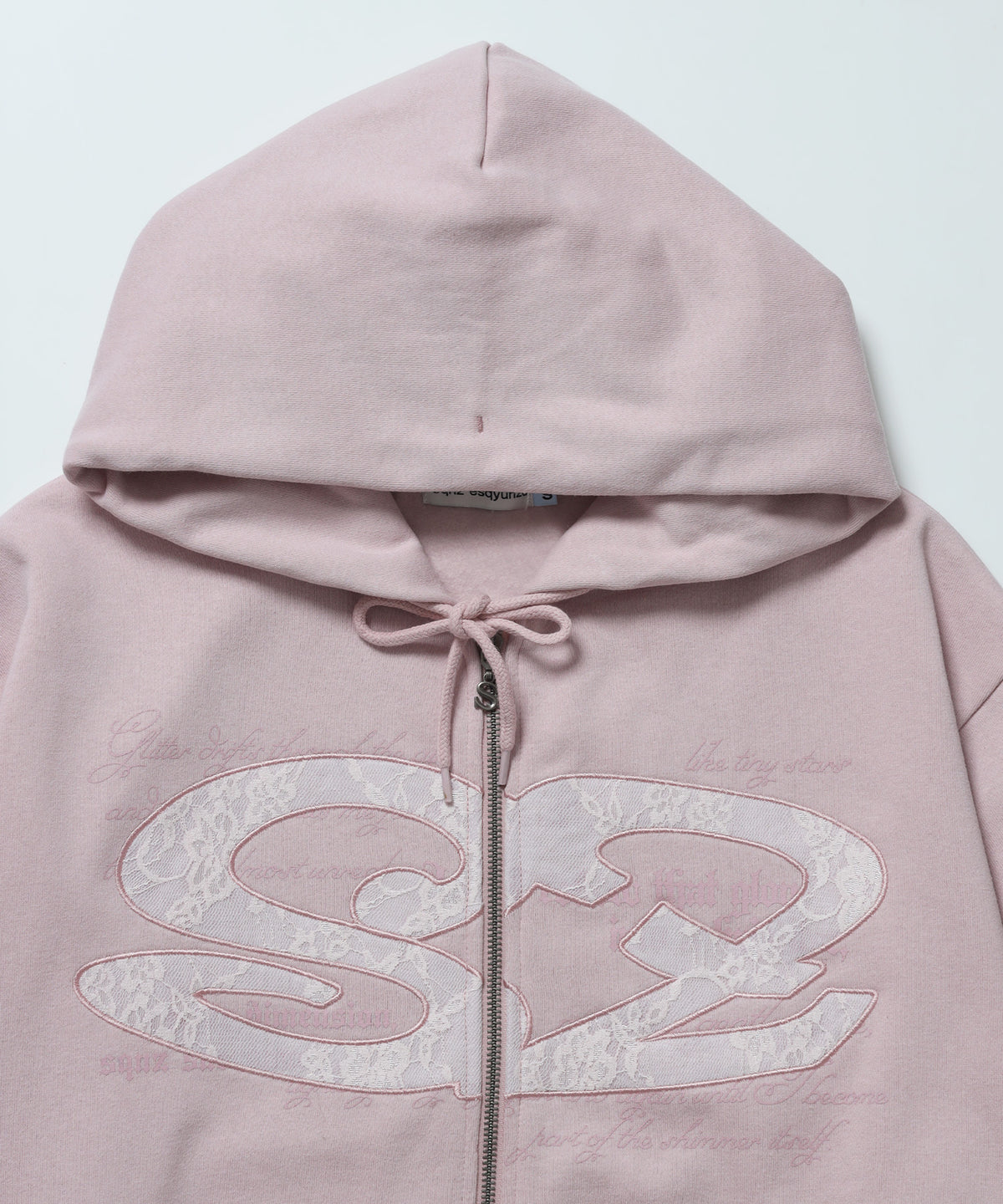 レースロゴジップパーカー / sqnzU oval lace logo zip p/k