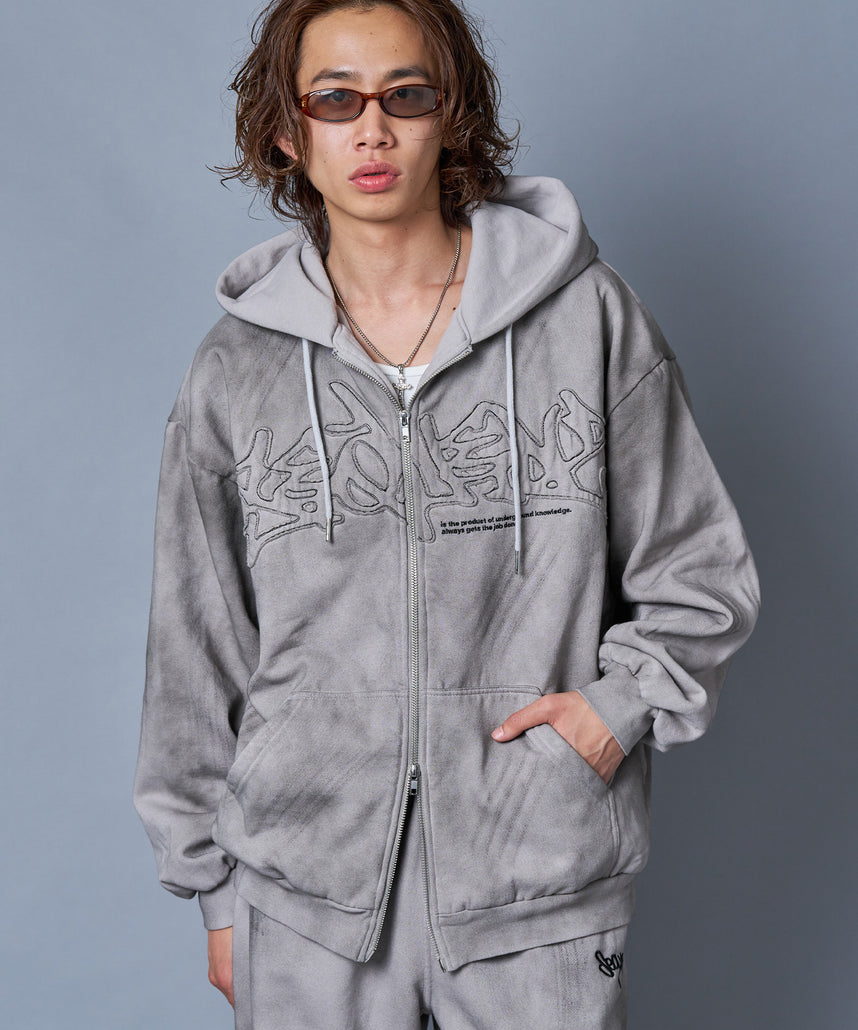 SEQUENZ（シークエンズ）】LOGO APPLIQUE ZIP HOODIE / フルジップ