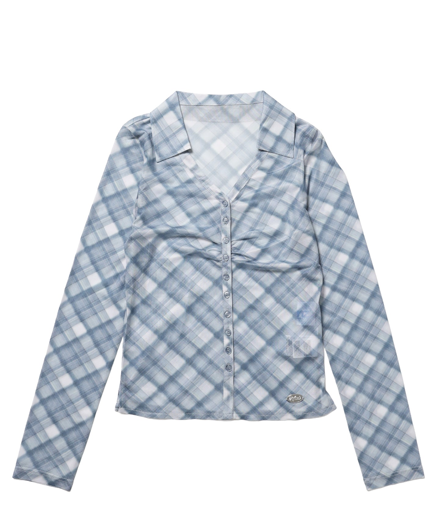 ※WEB限定 / レディースギャザー長袖シャツ / sqnz sheer gather l/s shirts サックスブルー