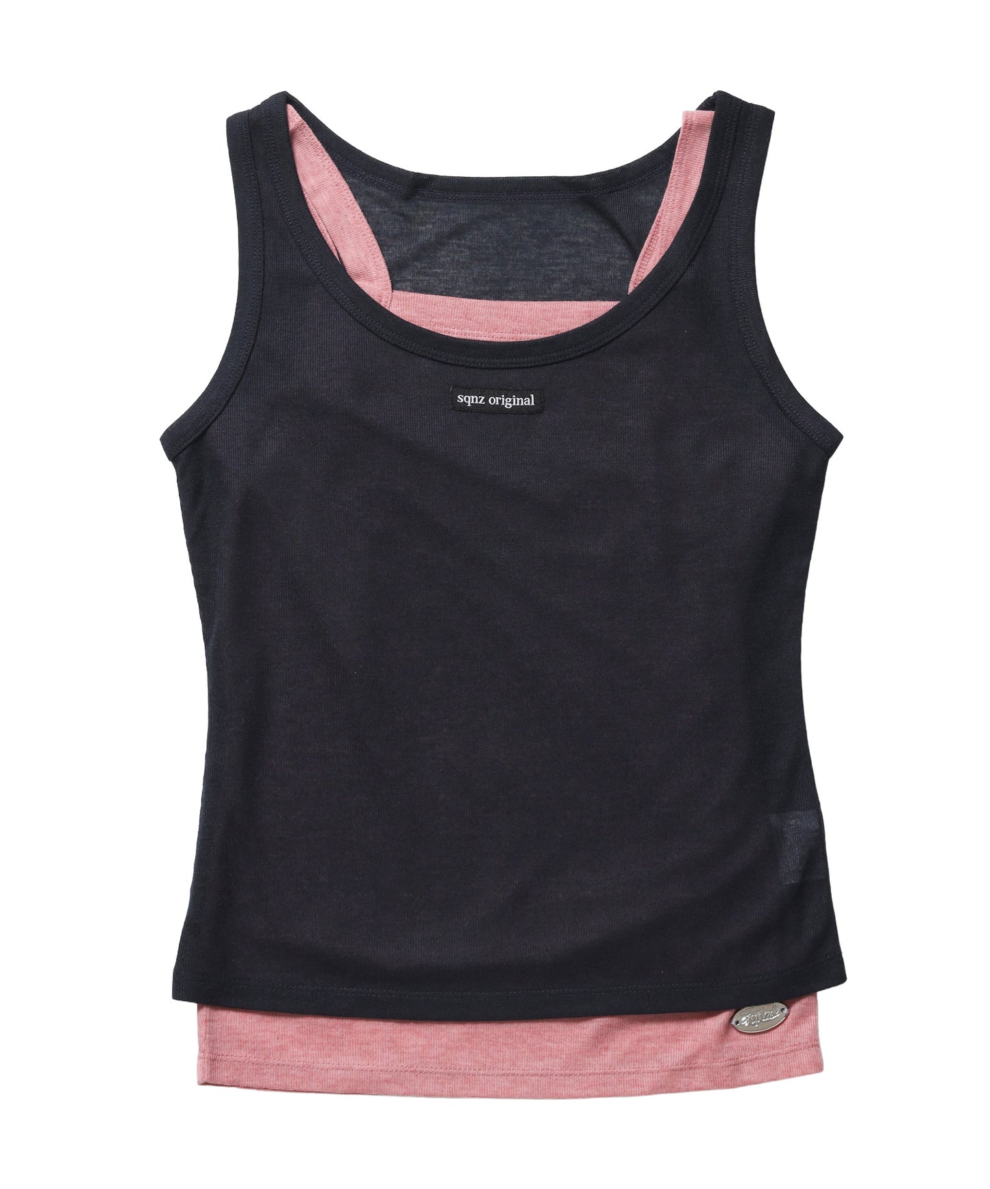 ※WEB限定 /  レディース配色タンクトップ / sqnzsheer layered tank  ネイビー