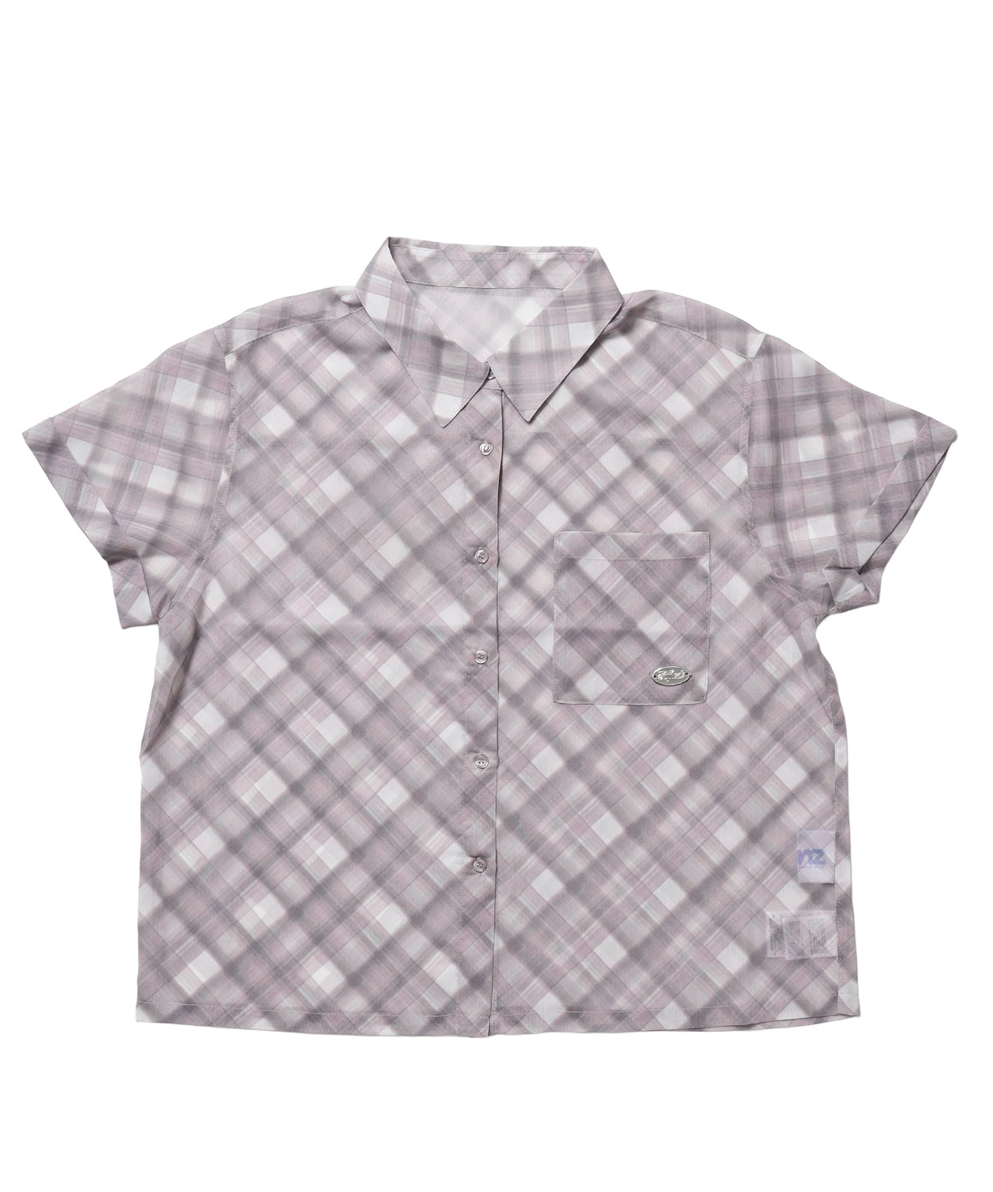 ※WEB限定 / レディースチェック半袖シャツ / sqnz sheer check shirts ピンク