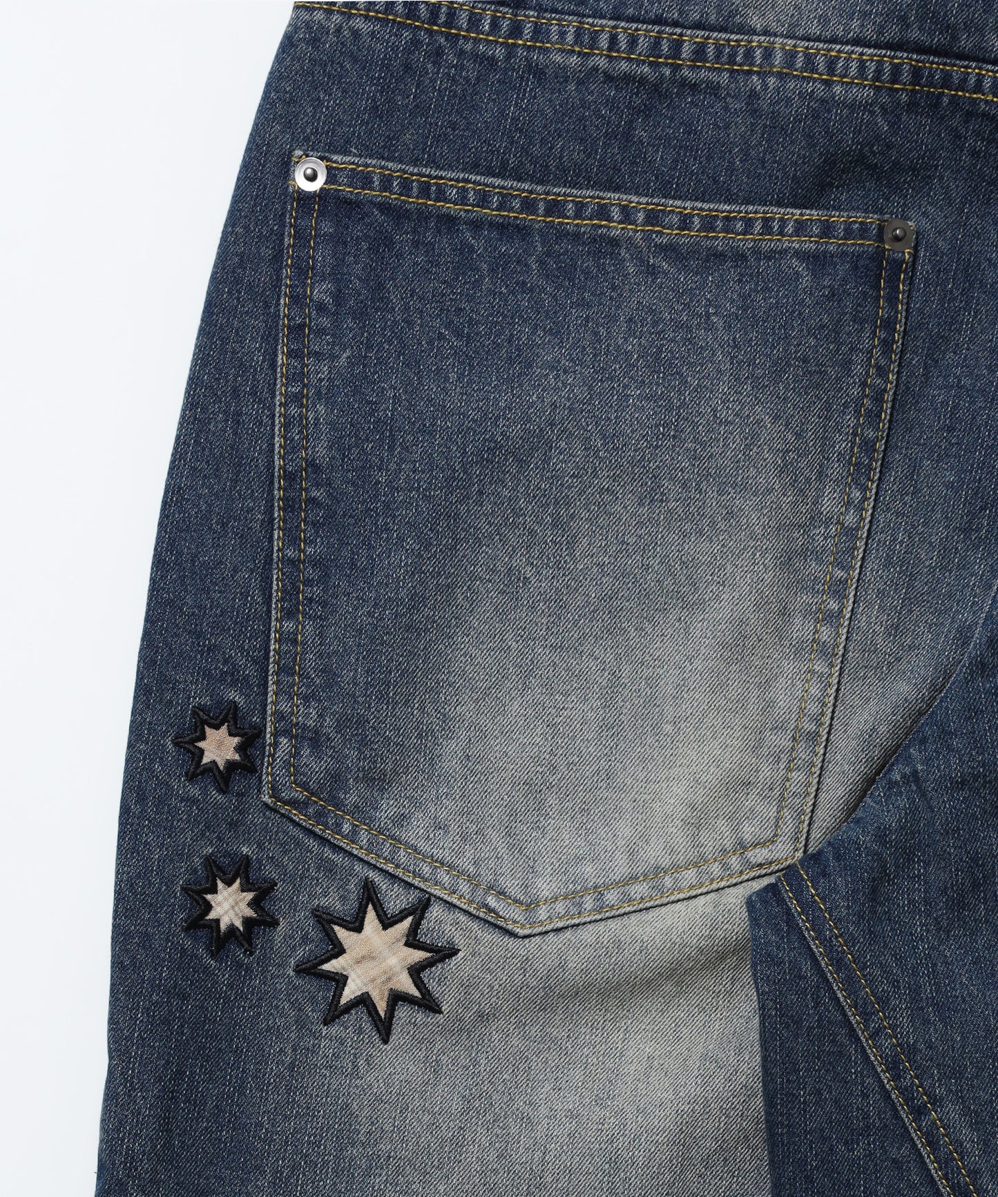 ※WEB限定 /  ワイドデニムパンツ / sqnz seam design applique denim ネイビー