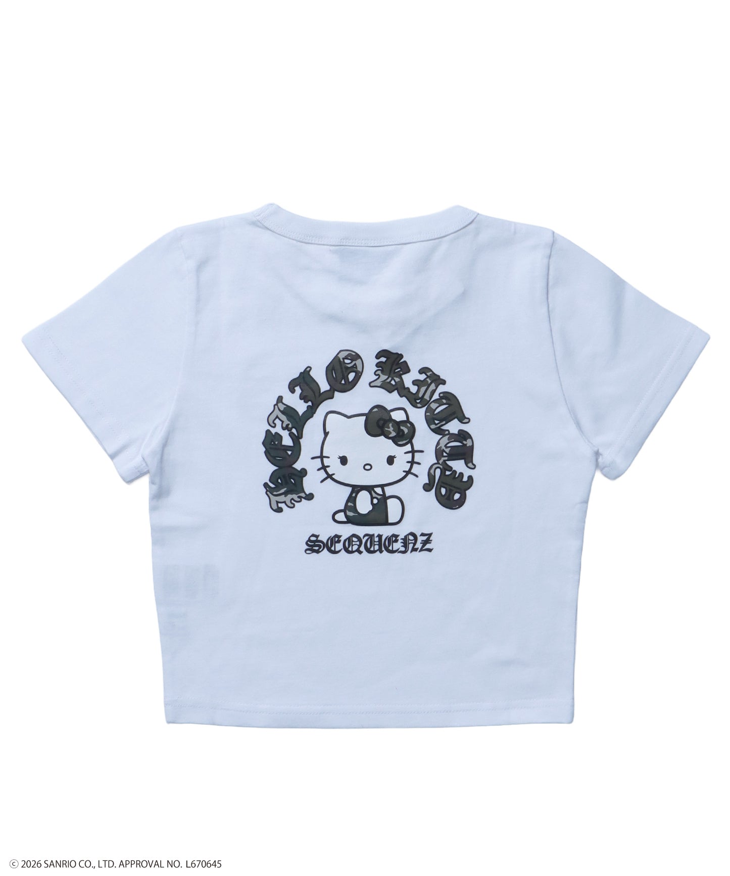 HK CIRCLE LOGO TEE / ハローキティ キティちゃん 半袖 クルーネック プリント ワンポイント ラインストーン プリント ホワイト