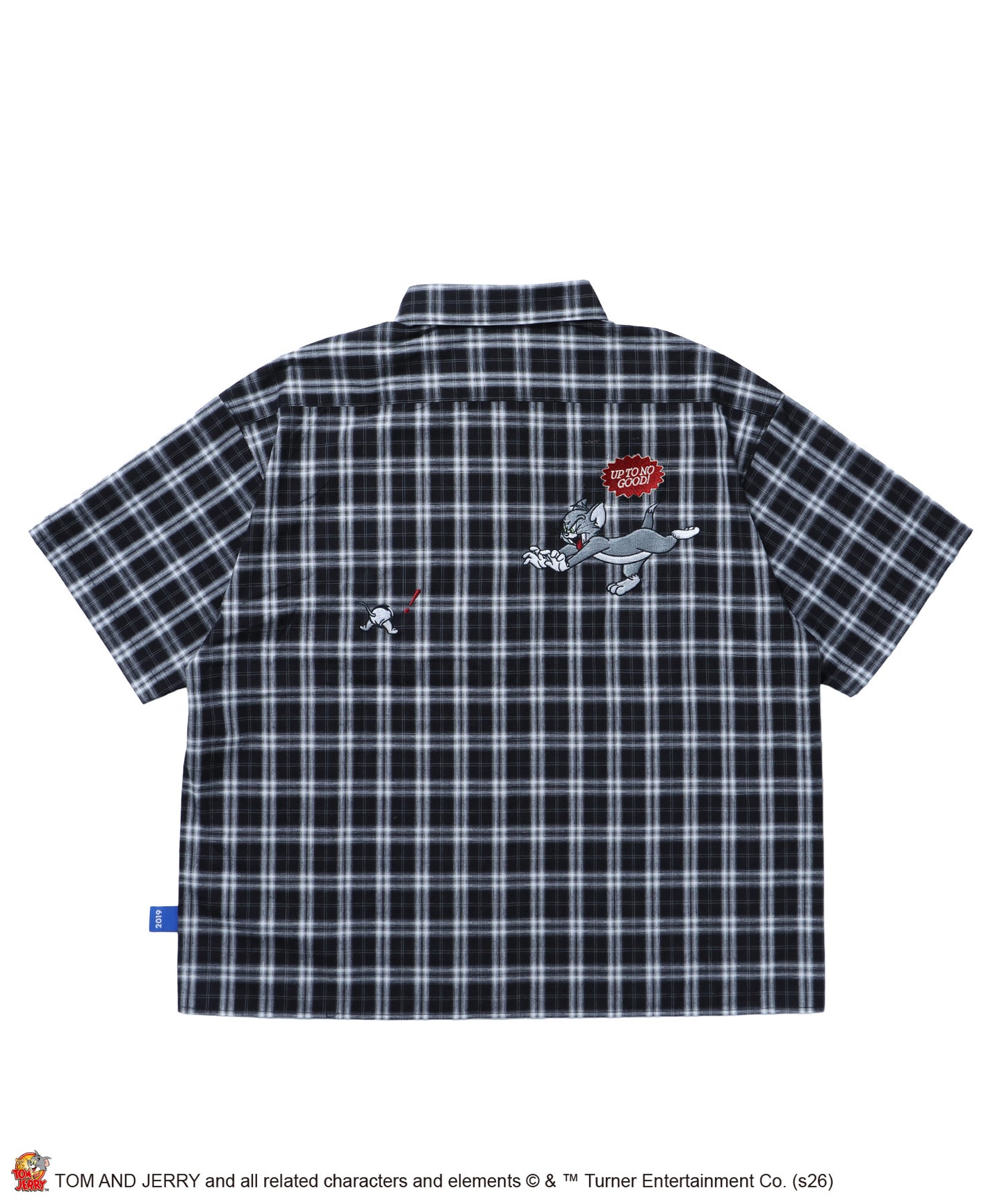 TJ ASSORTMENT EMB. SHIRT / トムとジェリー シャツ 半袖 レギュラーカラー 刺繍 チェック ストライプ ブラック