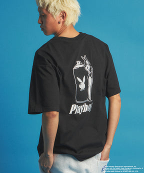 PB SPRAY×BUNNY EMB. S/S TEE / PLAYBOY×Sequenz スプレー Tシャツ グラフィック バニー 刺繍 半袖 ブラック