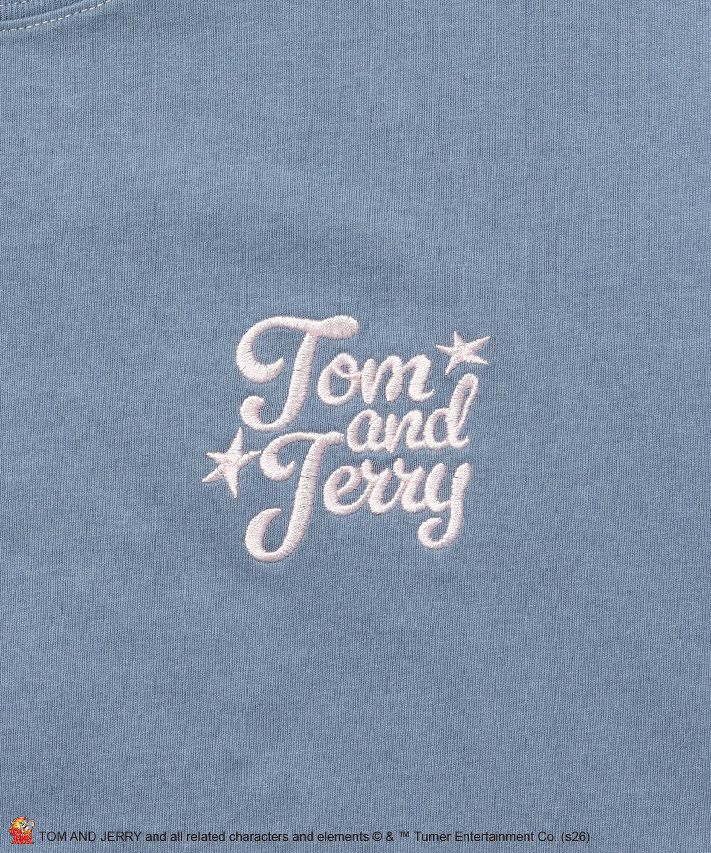 TJ SWIMMING EMB. TEE / トムとジェリー 半袖 クルーネック 刺繍 ワンポイント ユニセックス オーバーサイズ レイヤード サックスブルー
