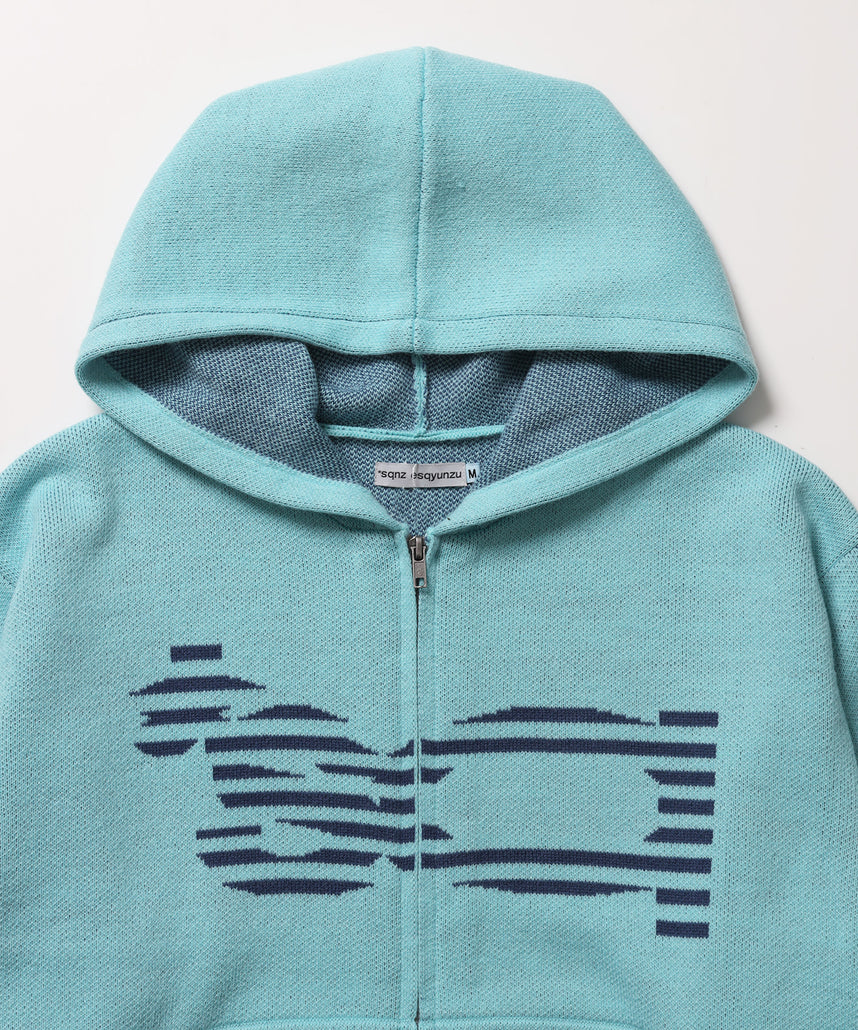 ※WEB限定 / ジャガードロゴ編みニットジップパーカー/ sqnzU 柄込みジップパーカー