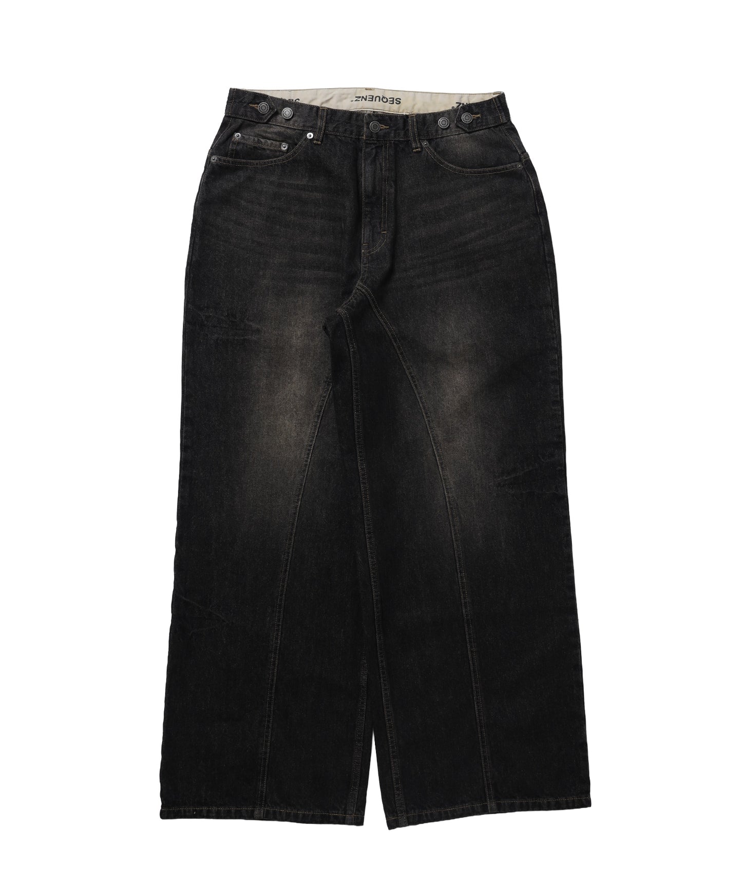 ※WEB限定 / ワイドデニムパンツ / sqnz seam design applique denim ブラウン