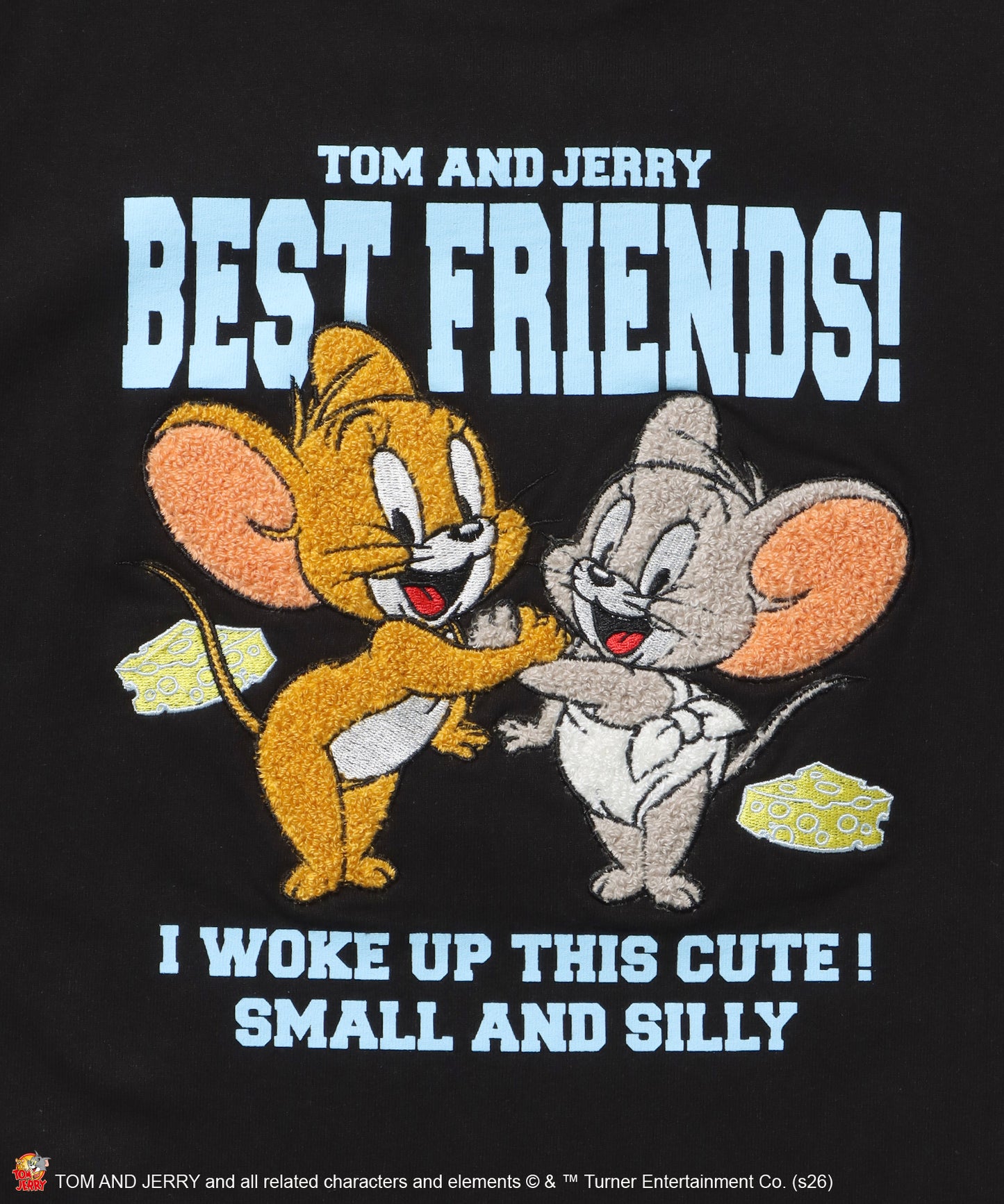 TJ IT LOOKS GOOD TEE / トムとジェリー 半袖 クルーネック プリント 刺繍 ワンポイント ユニセックス オーバーサイズ レイヤード ブラック