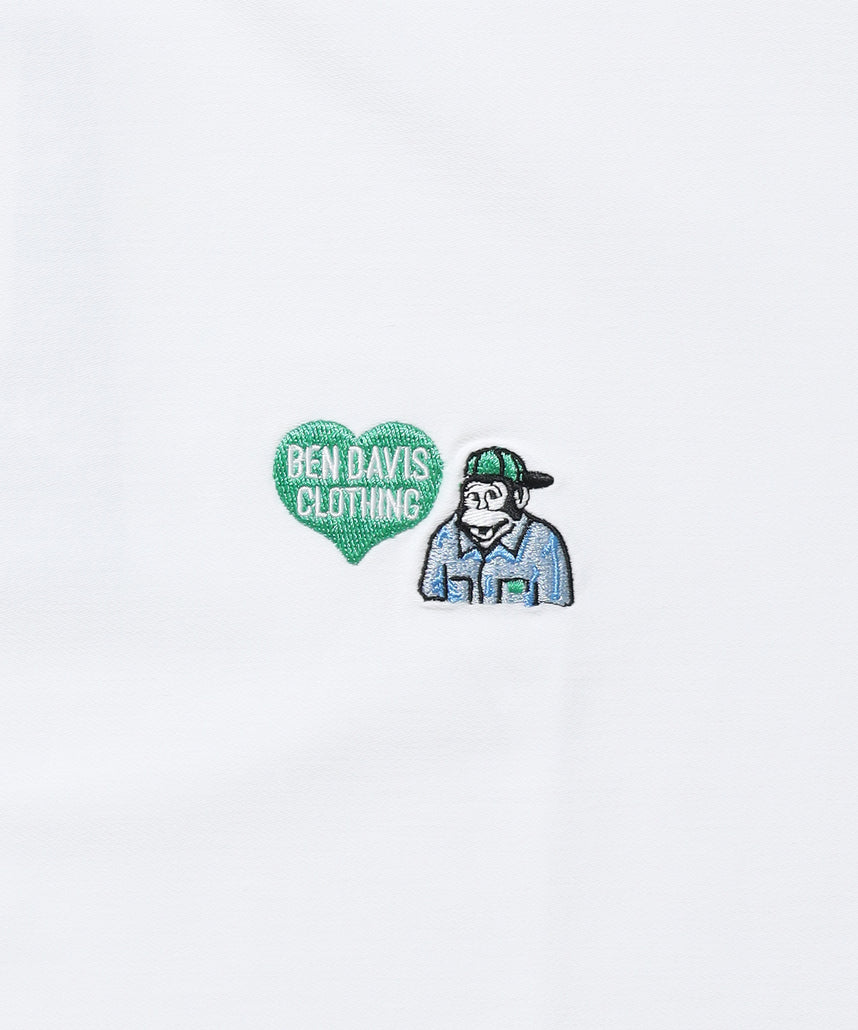 COOLER GORILLA EMB TEE / 接触冷感 オーバーサイズ 半袖 Tシャツ クルーネック 刺繍 ワンポイント プリント ユニセックス ホワイト