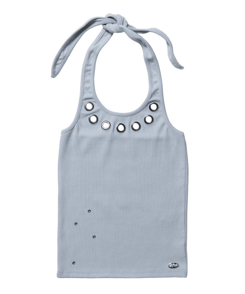 ※WEB限定 / レディースアイレットタンクトップ / sqnz halter neck eyelet tank top ライトグレー