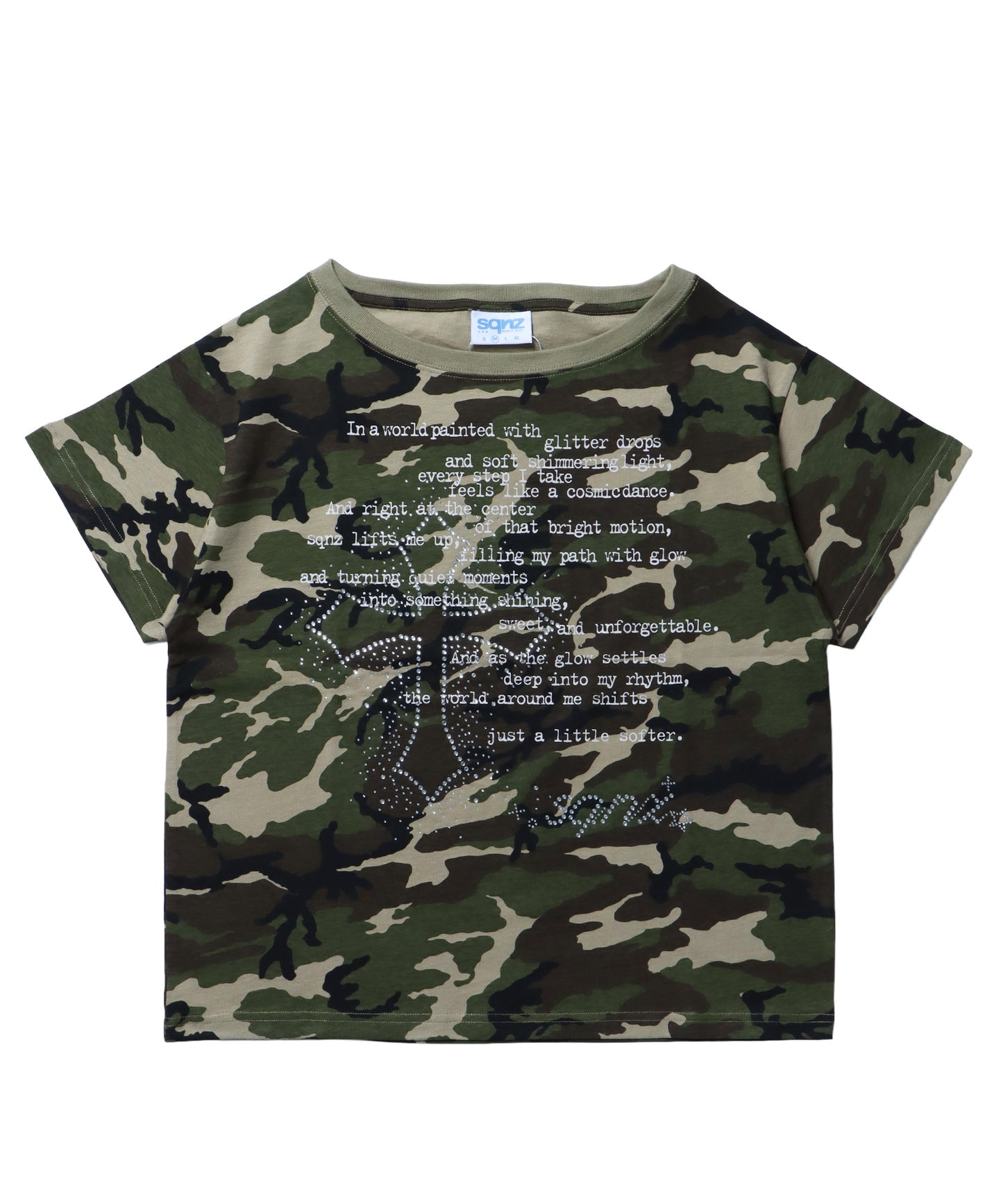 sqnz one-shoulder cross tee / レディース 半袖 Tシャツ ワンショルダー 柄80