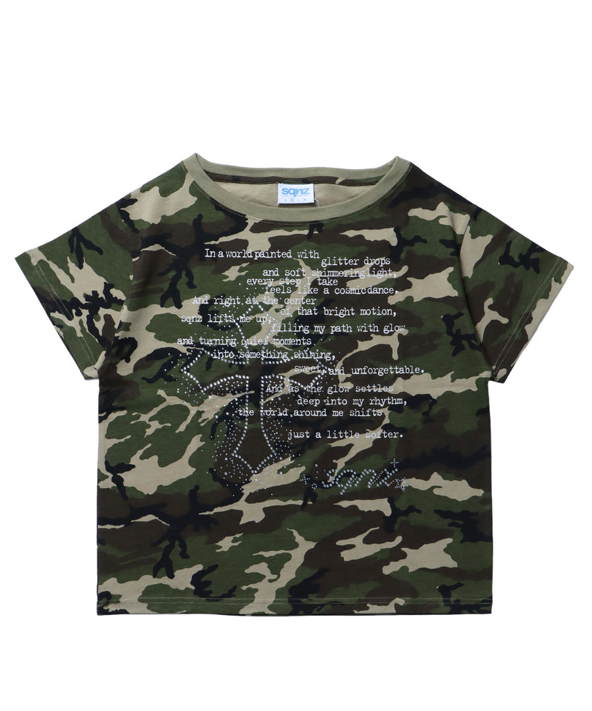 sqnz one-shoulder cross tee / レディース 半袖 Tシャツ ワンショルダー 柄80