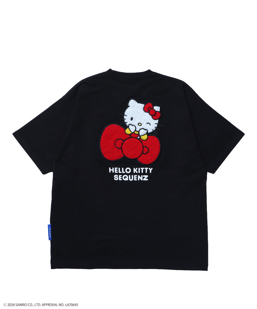 HK EMBROIDERY KITTY TEE / ハローキティ キティちゃん 半袖 クルーネック プリント ワンポイント 刺繍 ブラック