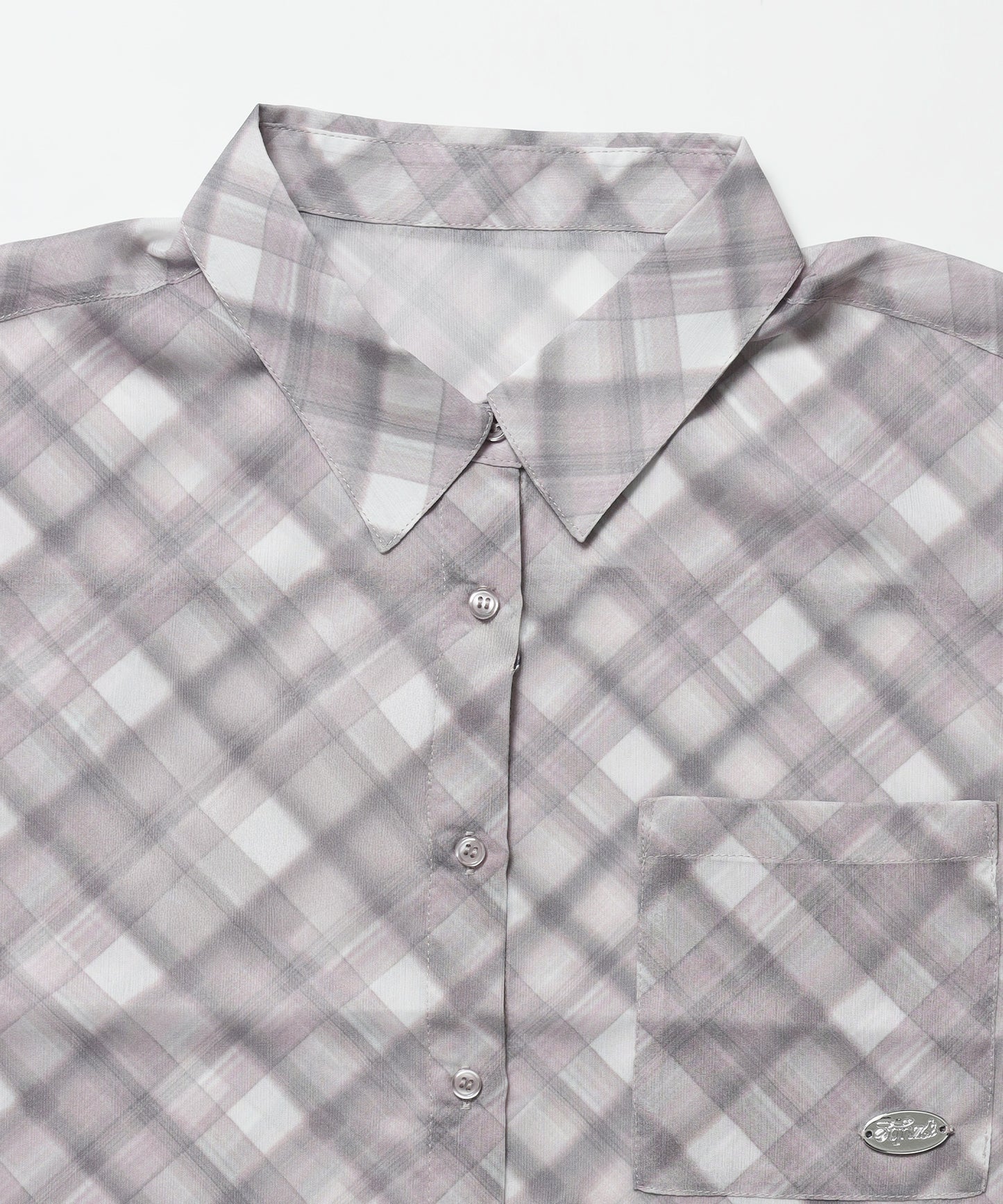 ※WEB限定 / レディースチェック半袖シャツ / sqnz sheer check shirts ピンク