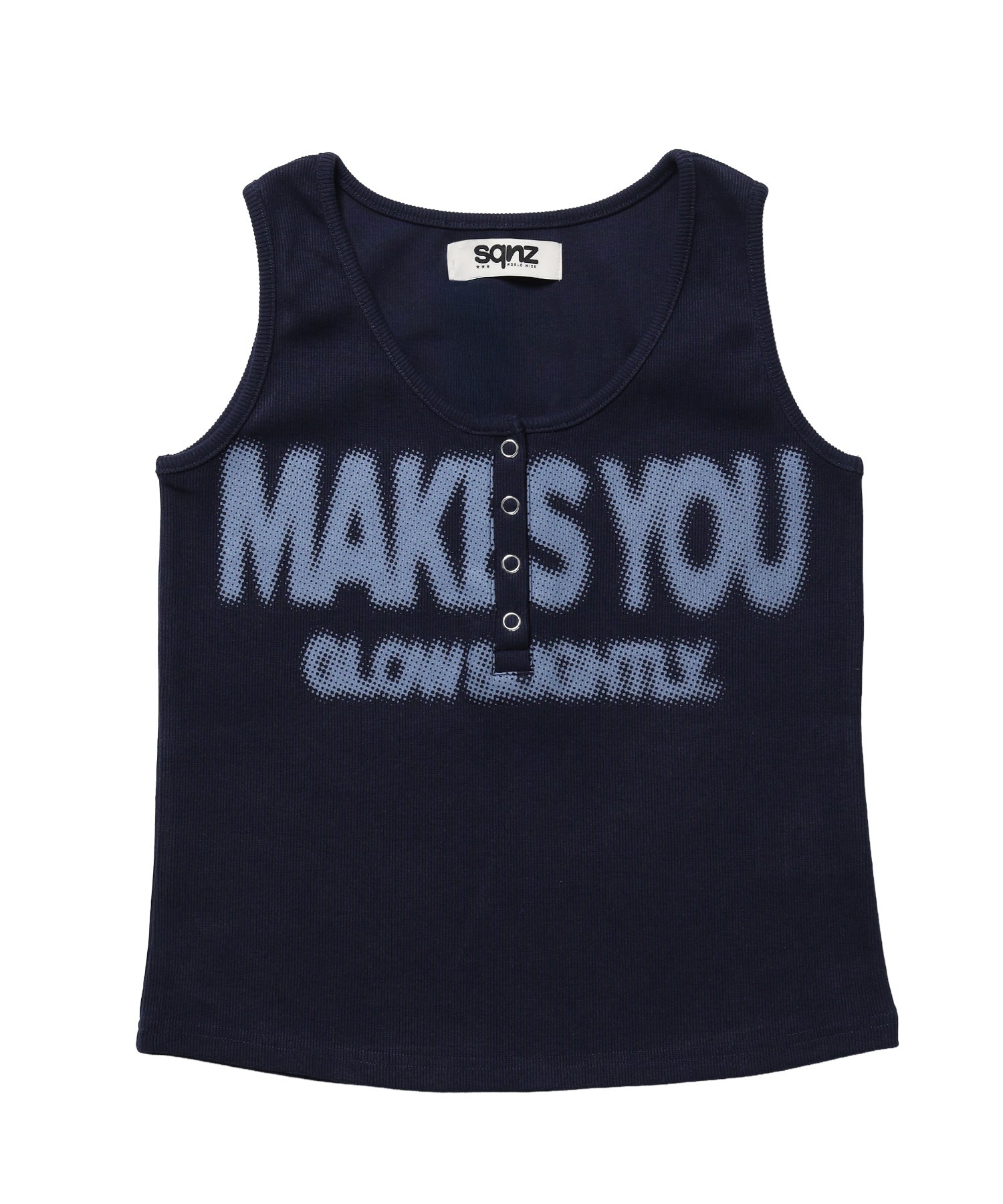 sqnz（エスキュンズ）】sqnz blur logo henley tank top / レディース