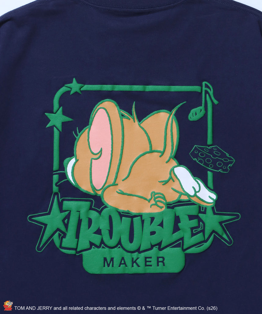 TJ BACK STYLE JERRY TEE / トムとジェリー Tシャツ 半袖 クルーネック プリント オーバーサイズ ダークネイビー