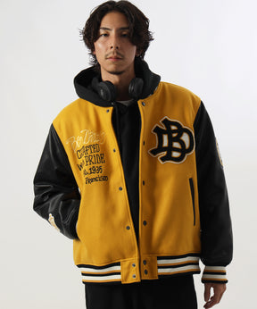 BD STADIUM JACKET / 刺繍 ワッペン OLD オーバーサイズ レトロ アメカジ スケーター 90年代 オレンジ