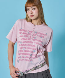 ≪予約商品≫※WEB限定 / ぼかしプリントヘンリーネックT / sqnz silver star henley tee ライトピンク