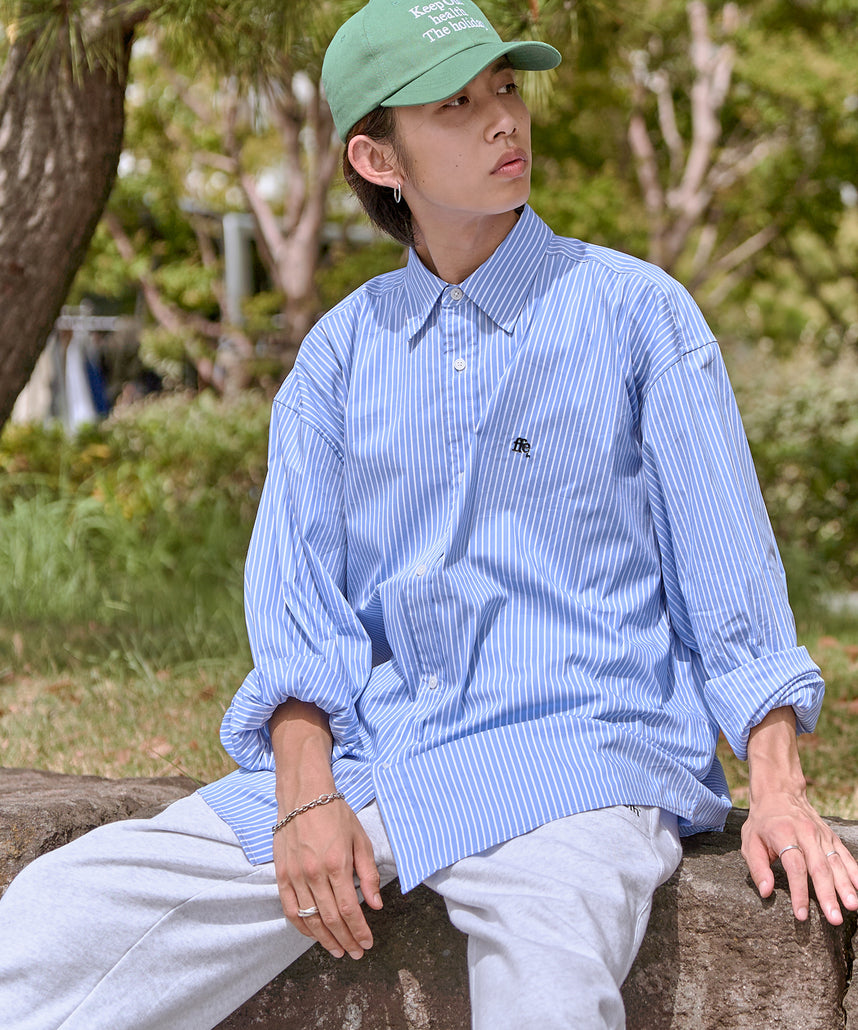 FFEIN(フェイン)】1PT EMB L/S REGULAR COLLAR BIG SHIRT / ワン