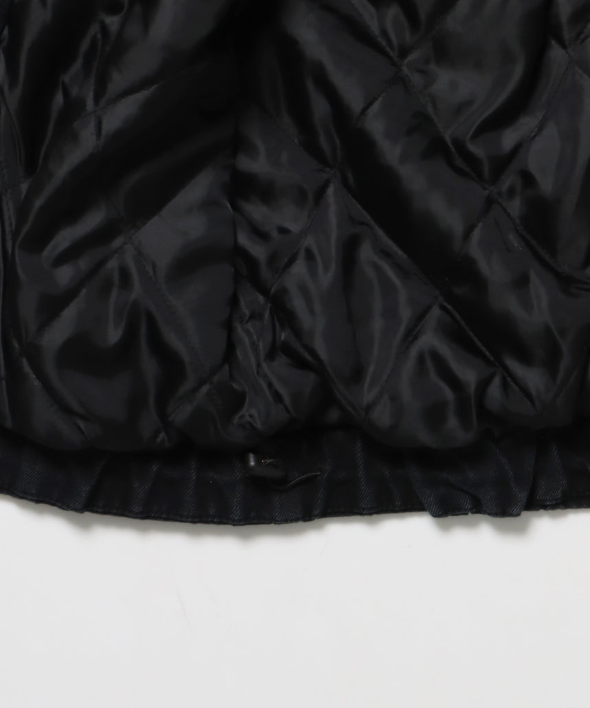 FUR DENIM HOODIE JKT / デニム ジャケット ファー 中綿 ダブルジップ フーディ ブラック