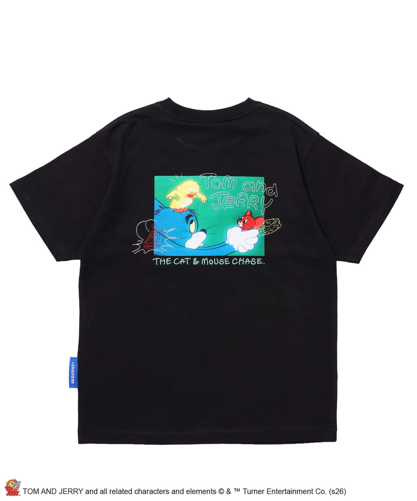 TJ PHOTO & EMB. TEE / トムとジェリー 半袖 クルーネック プリント 刺繍 ワンポイント ユニセックス オーバーサイズ レイヤード ブラック