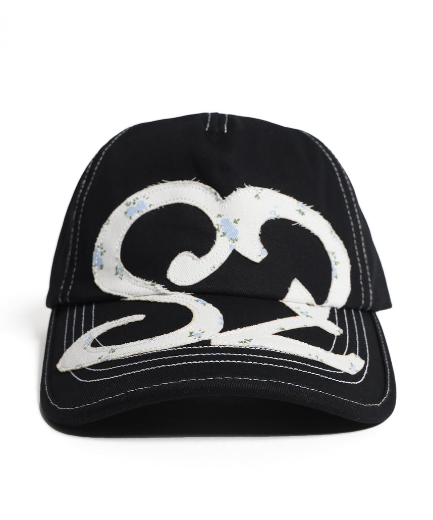 ※WEB限定 / ワッペン / またぎデザインキャップ /sqnz logo applique stitch cap ブラック