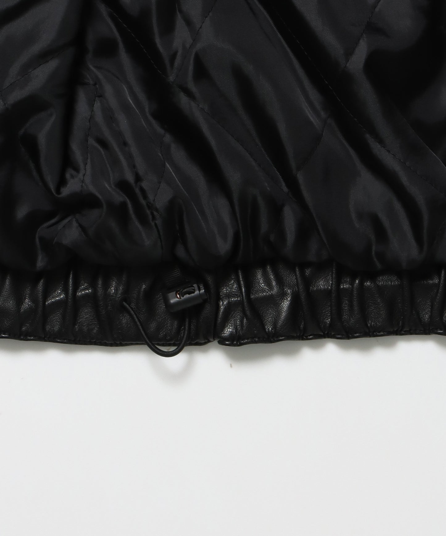 FUR PU HOODIE JKT / フェイクレザー ジャケット ファー 中綿 ダブルジップ フーディ ブラック