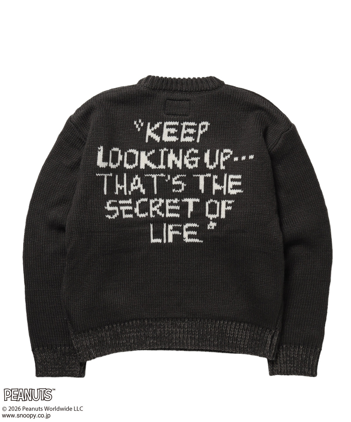 TP SNOOPY CHUNKY KNIT / スヌーピー メッセージプリント チャンキーニット チャコール