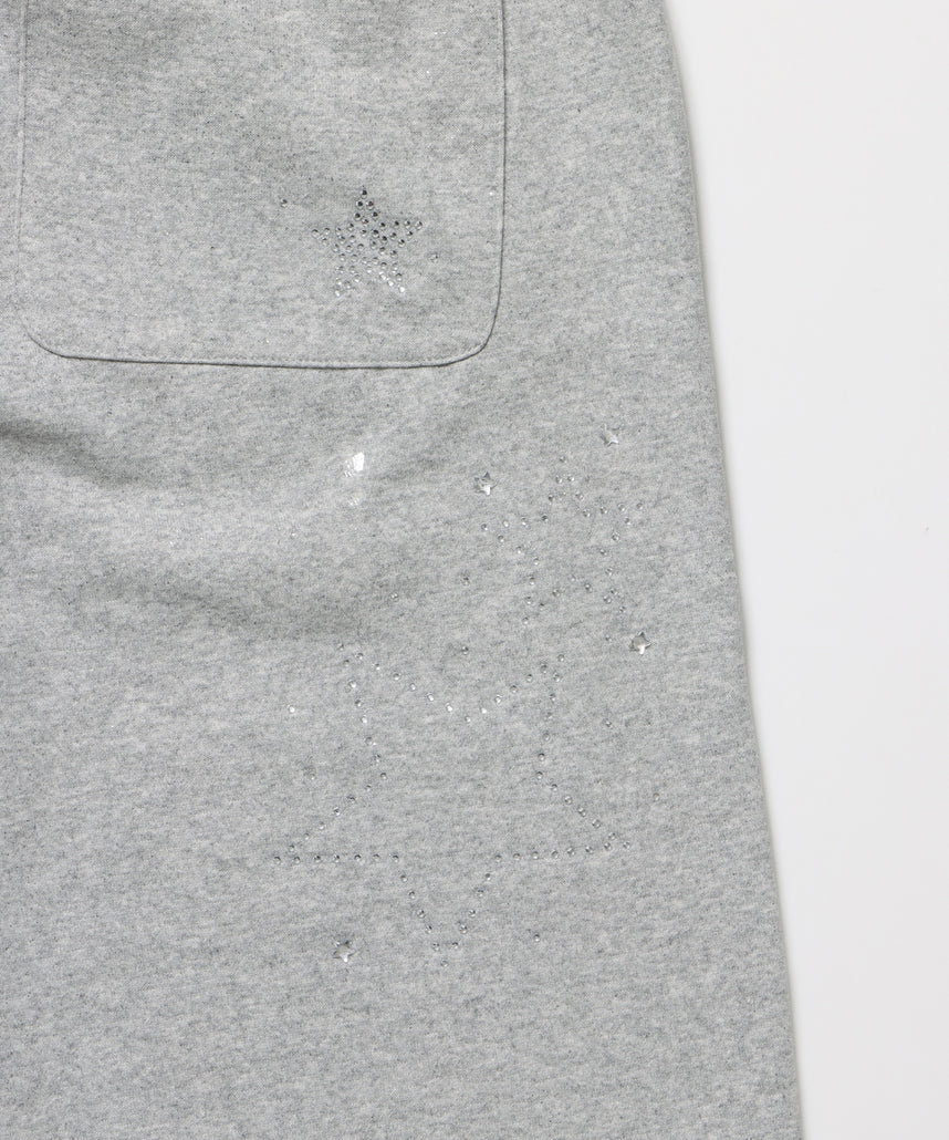 sqnz glitter sweat pants / グリッター スウェットパンツ ラインストーン ドローストリング ポケット 裏起毛 【セットアップ着用可能】 M.グレー
