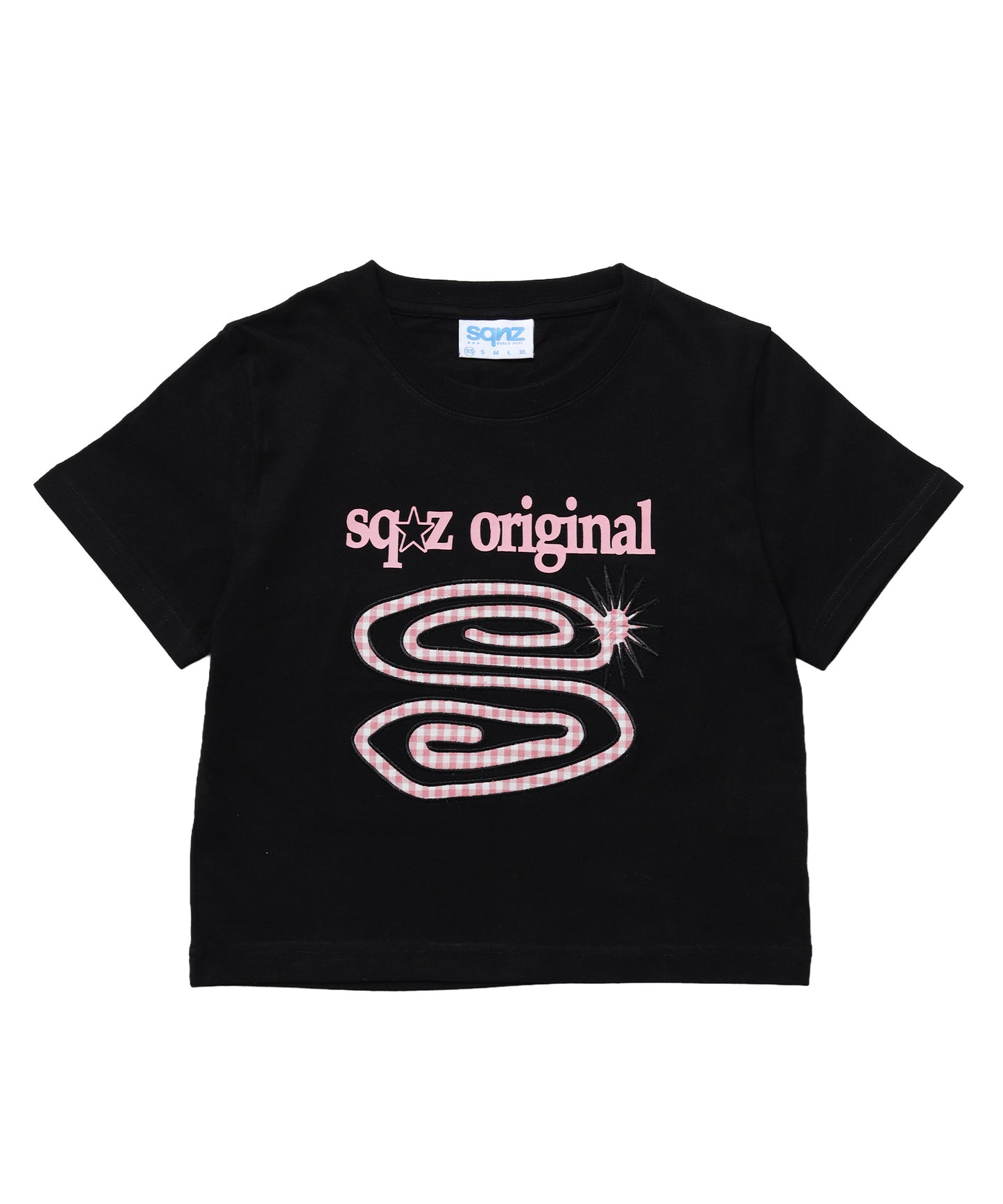 ※WEB限定 / ぐるぐるワッペン半袖Tシャツ / sqnz guru-guru patchwork tee ブラック