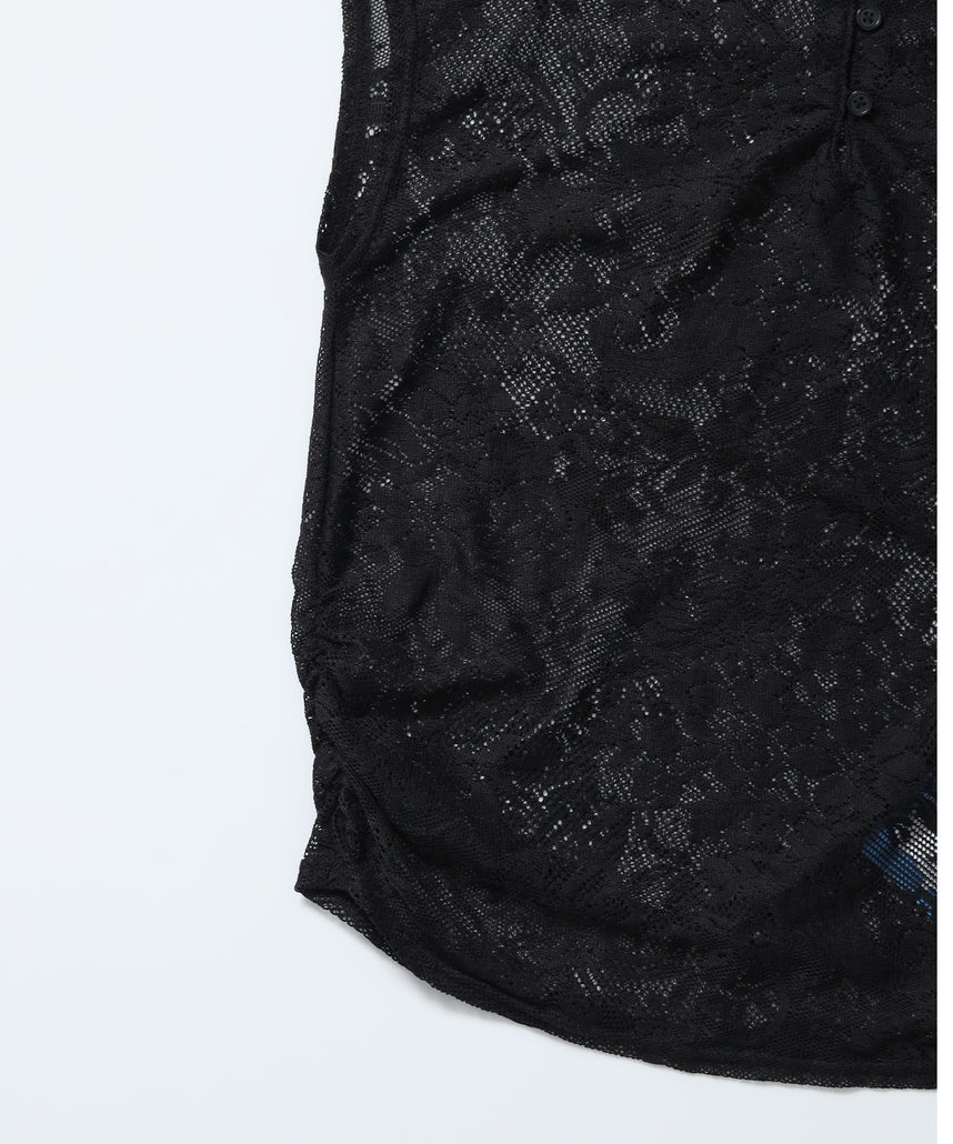 ※WEB限定 / 襟付き / レースフレンチスリーブトップス / sqnz french sleeve lace top ブラック