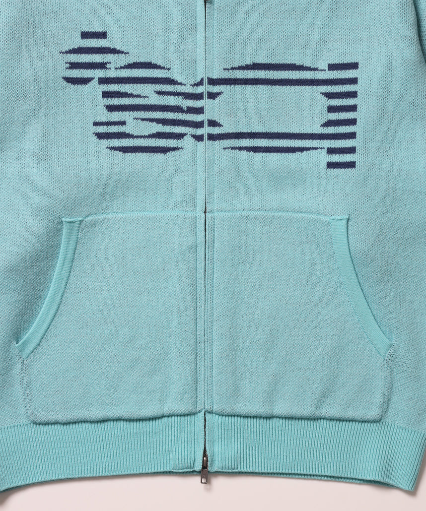※WEB限定 / ジャガードロゴ編みニットジップパーカー/ sqnzU 柄込みジップパーカー