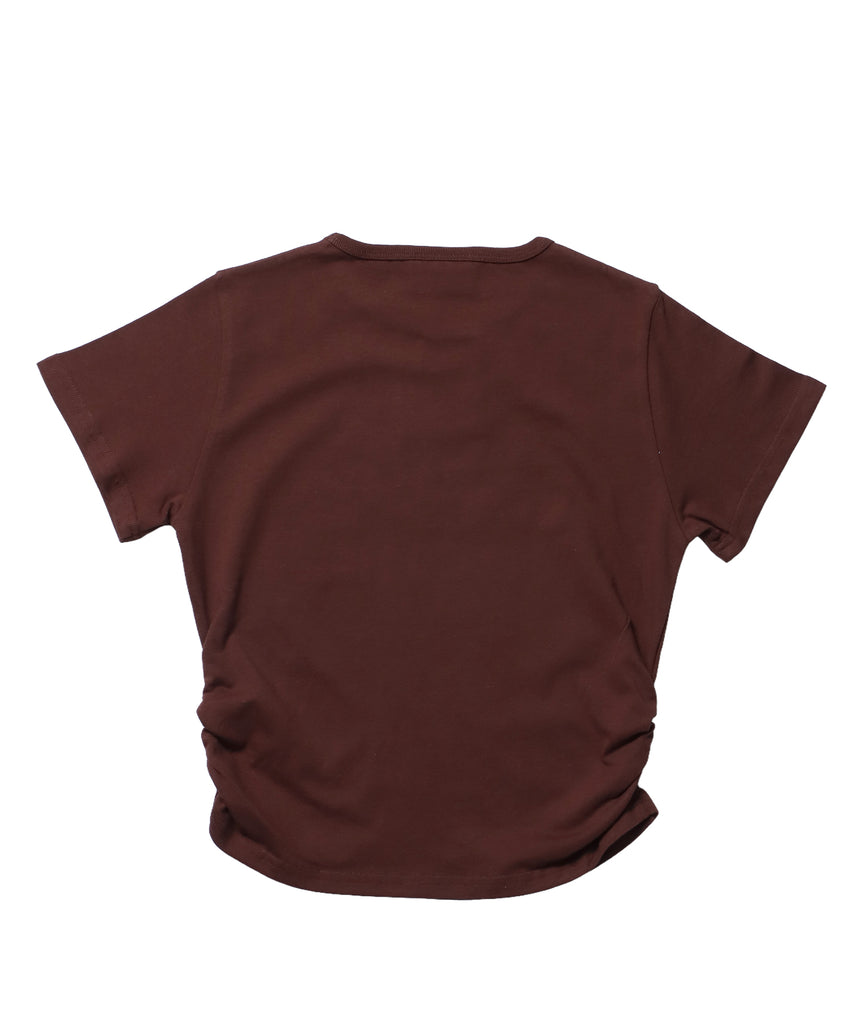 ※WEB限定 /  レディースラメプリントTシャツ / sqnz side shearing glitter tee ブラウン
