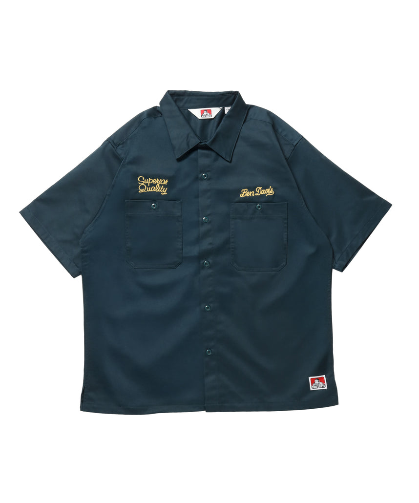 RACER S/S WORK SHIRT / 半袖 シャツ ワーク レギュラーカラー ボックスシルエット ダークグリーン